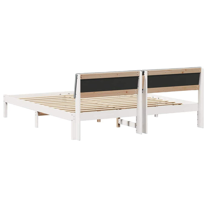 Cadru de pat Alb și gri deschis 200 x 200 cm Lemn masiv de pin - WALTI WALTI