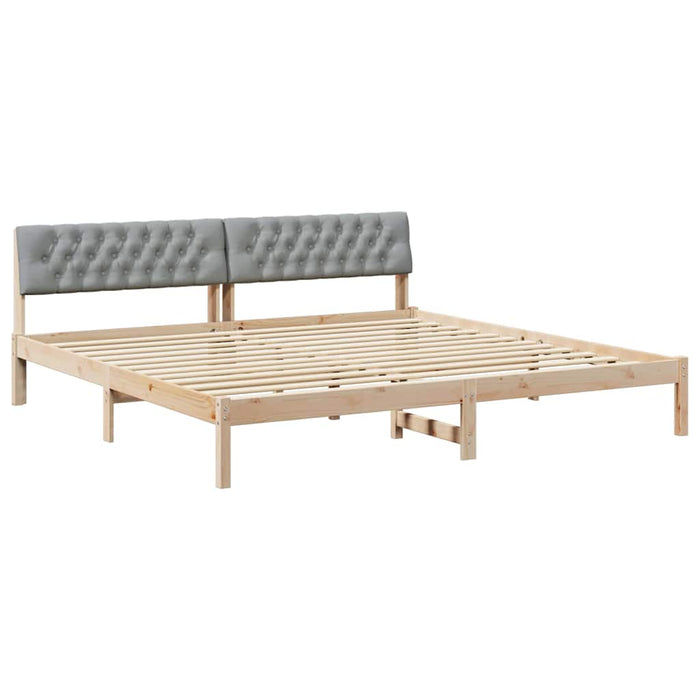Cadru de pat Maro și gri deschis 200 x 200 cm Lemn masiv de pin - WALTI WALTI