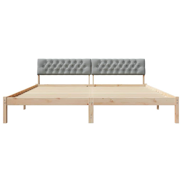Cadru de pat Maro și gri deschis 200 x 200 cm Lemn masiv de pin - WALTI WALTI