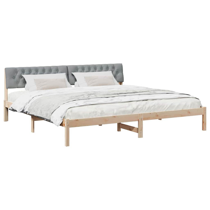 Cadru de pat Maro și gri deschis 200 x 200 cm Lemn masiv de pin - WALTI WALTI