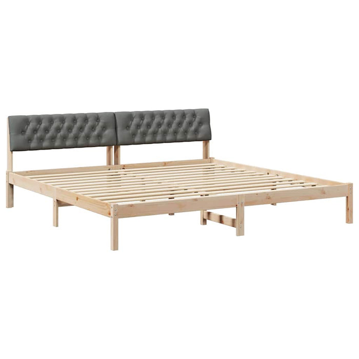 Cadru de pat maro și gri închis 200 x 200 cm Lemn masiv de pin - WALTI WALTI
