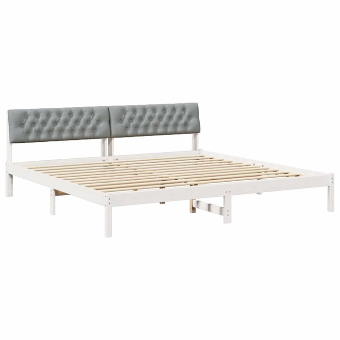 Cadru de pat Alb și gri deschis 200 x 200 cm Lemn masiv de pin - WALTI WALTI