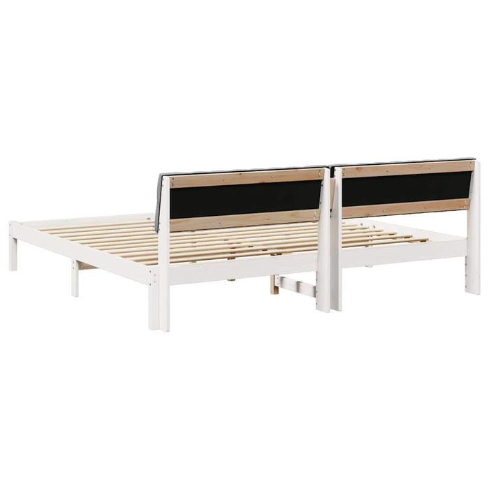 Cadru de pat Alb și gri deschis 200 x 200 cm Lemn masiv de pin - WALTI WALTI