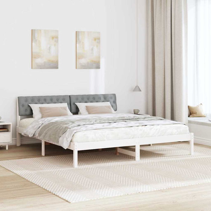 Cadru de pat Alb și gri deschis 180 x 200 cm Lemn masiv de pin - WALTI WALTI