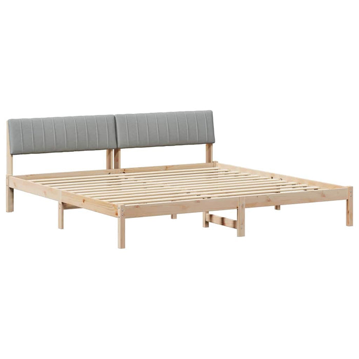 Cadru de pat Maro și gri deschis 200 x 200 cm Lemn masiv de pin - WALTI WALTI