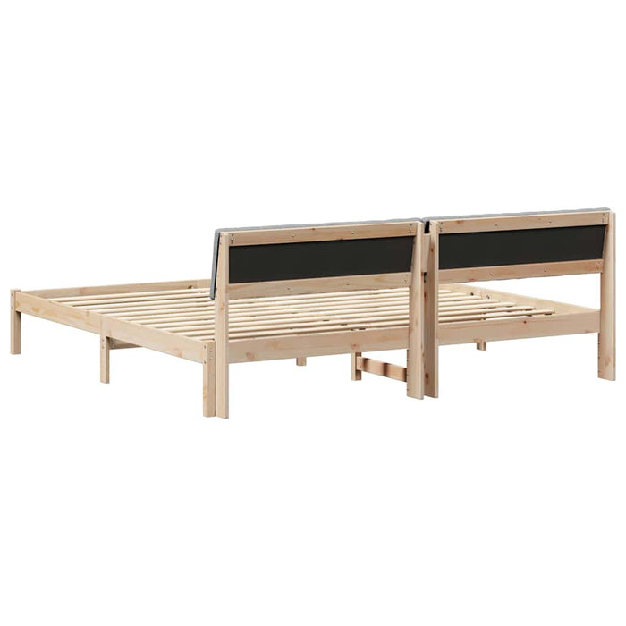 Cadru de pat Maro și gri deschis 200 x 200 cm Lemn masiv de pin - WALTI WALTI