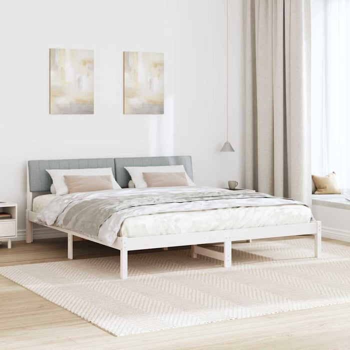 Cadru de pat Alb și gri deschis 180 x 200 cm Lemn masiv de pin - WALTI WALTI