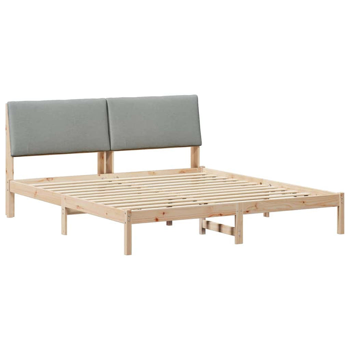 Cadru de pat Maro și gri deschis 200 x 200 cm Lemn masiv de pin - WALTI WALTI