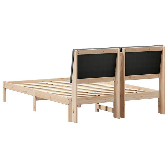 Cadru de pat maro și gri închis 150 x 200 cm Lemn masiv de pin - WALTI WALTI