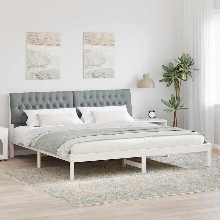 Cadru de pat cu tăblie tapițată cu headboard Alb 200 x 200 cm - WALTI WALTI
