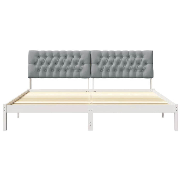 Cadru de pat cu tăblie tapițată cu headboard Alb 200 x 200 cm - WALTI WALTI