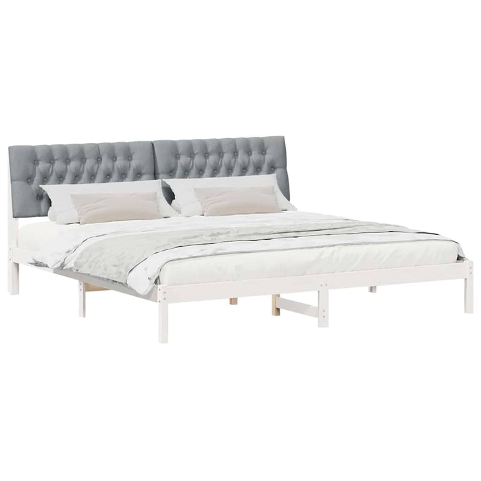 Cadru de pat cu tăblie tapițată cu headboard Alb 200 x 200 cm - WALTI WALTI