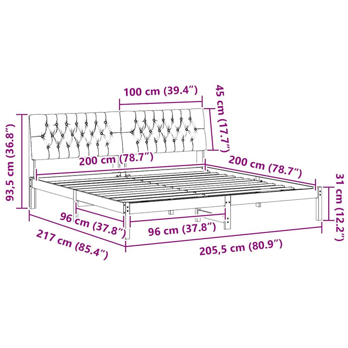 Cadru de pat cu tăblie tapițată cu headboard Alb 200 x 200 cm - WALTI WALTI