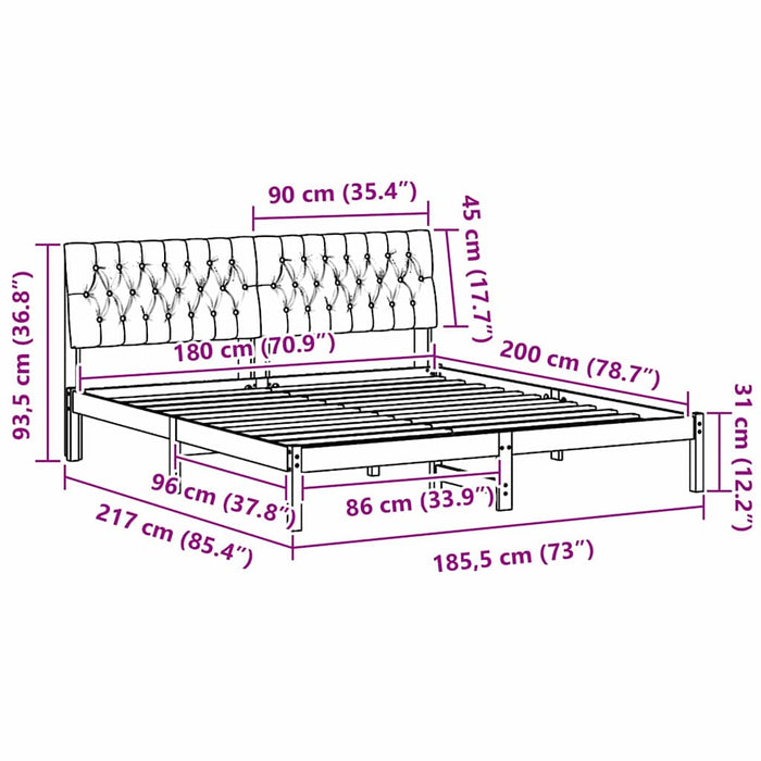 Cadru de pat cu tăblie tapițată cu headboard Maro 180 x 200 cm - WALTI WALTI