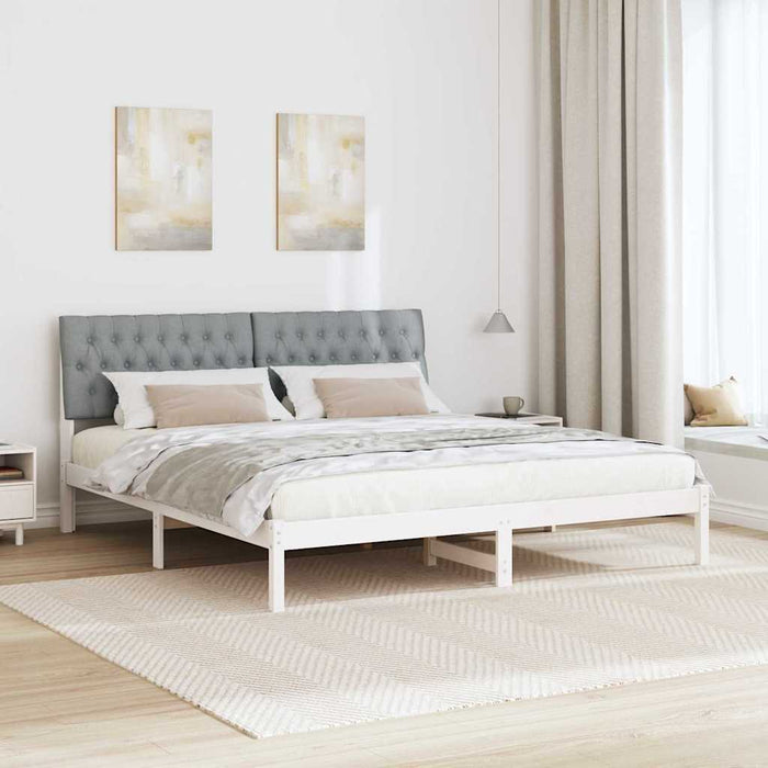 Cadru de pat cu tăblie tapițată cu headboard Alb 180 x 200 cm - WALTI WALTI