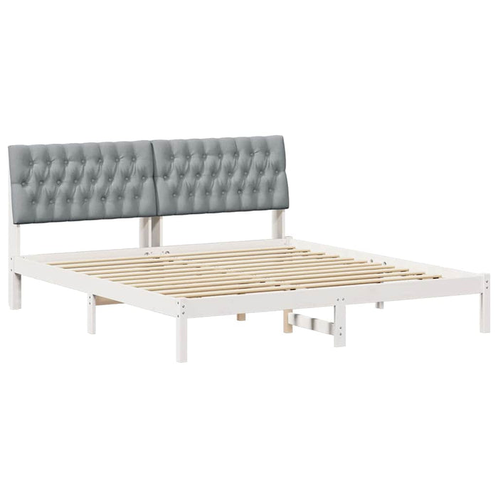 Cadru de pat cu tăblie tapițată cu headboard Alb 180 x 200 cm - WALTI WALTI