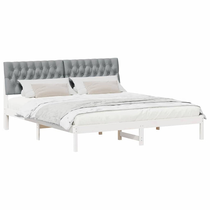 Cadru de pat cu tăblie tapițată cu headboard Alb 180 x 200 cm - WALTI WALTI