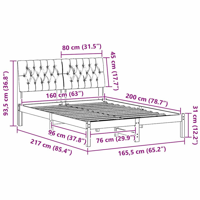 Cadru de pat cu tăblie tapițată cu headboard Maro 160 x 200 cm - WALTI WALTI
