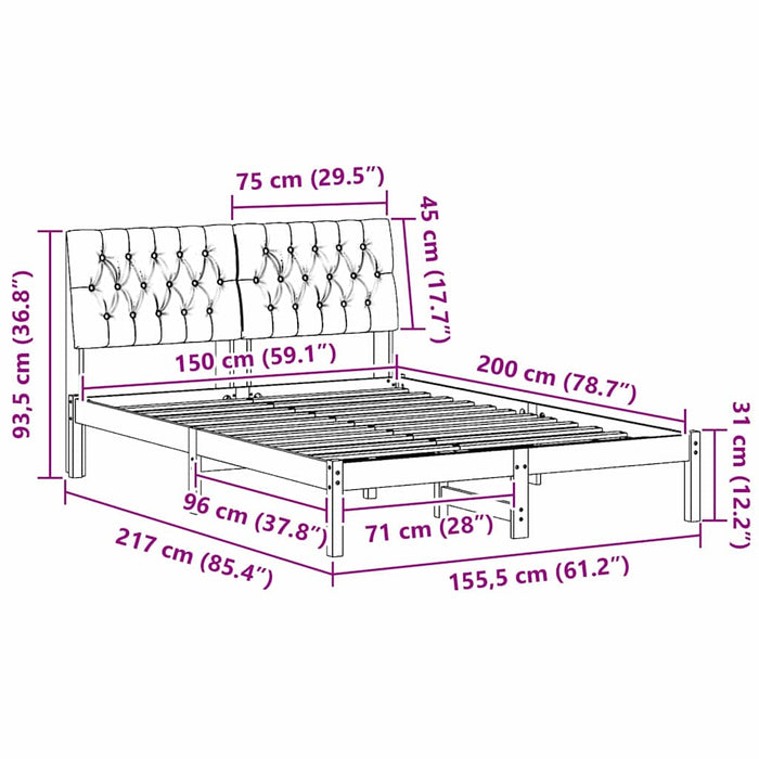 Cadru de pat cu tăblie tapițată cu headboard Maro 150 x 200 cm - WALTI WALTI