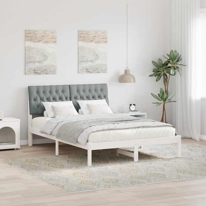 Cadru de pat cu tăblie tapițată cu headboard Alb 150 x 200 cm - WALTI WALTI