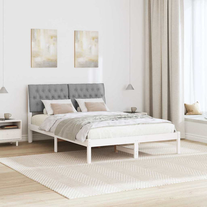 Cadru de pat cu tăblie tapițată cu headboard Alb 150 x 200 cm - WALTI WALTI