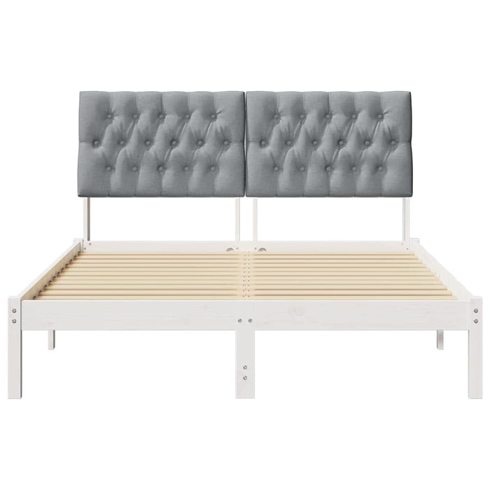 Cadru de pat cu tăblie tapițată cu headboard Alb 150 x 200 cm - WALTI WALTI