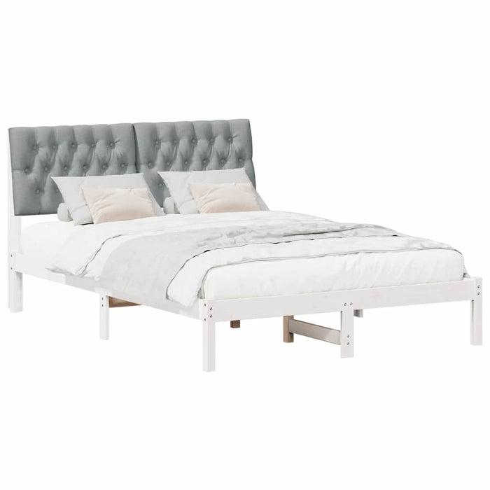 Cadru de pat cu tăblie tapițată cu headboard Alb 150 x 200 cm - WALTI WALTI