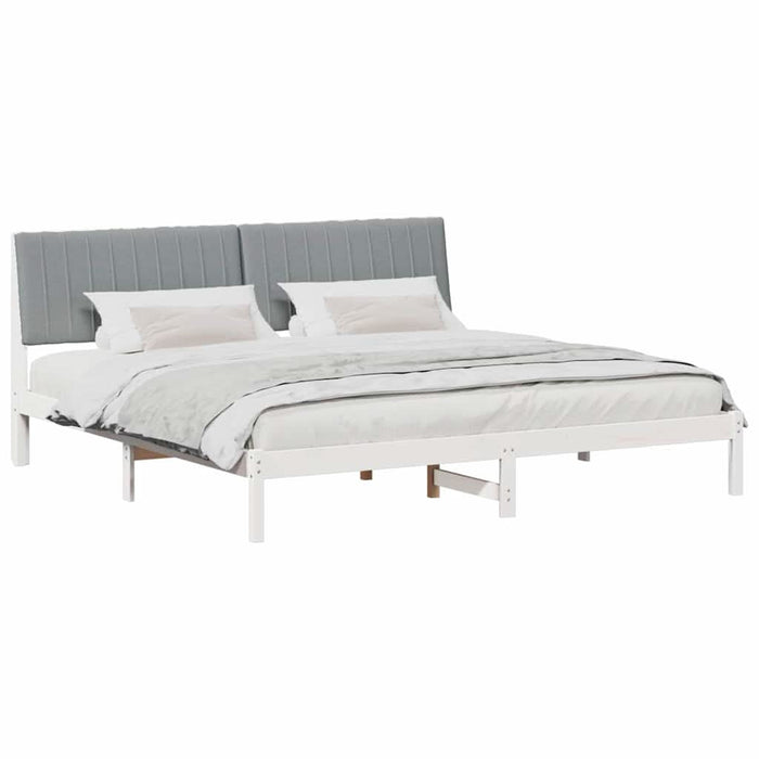 Cadru de pat cu headboard Alb 200 x 200 cm Lemn de pin masiv - WALTI WALTI