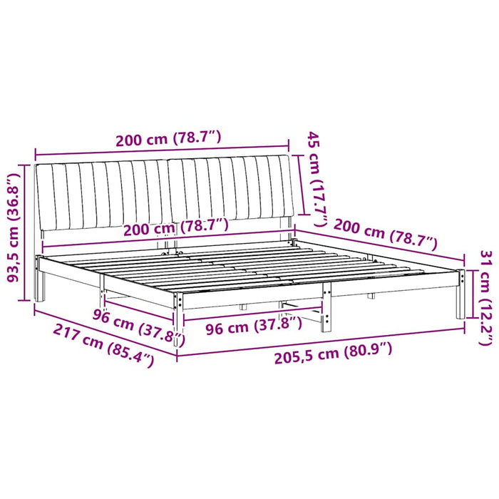 Cadru de pat cu headboard Alb 200 x 200 cm Lemn de pin masiv - WALTI WALTI
