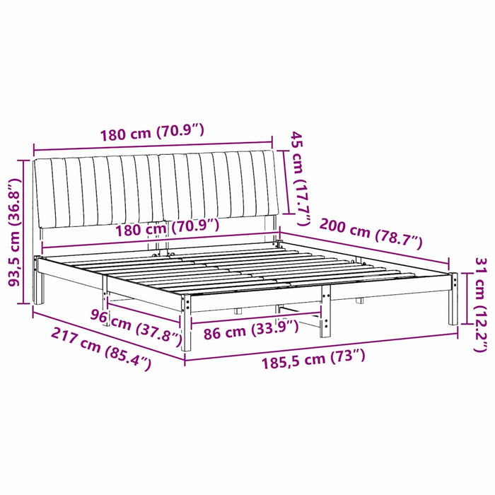 Cadru de pat cu headboard Maro 180 x 200 cm Lemn de pin masiv - WALTI WALTI
