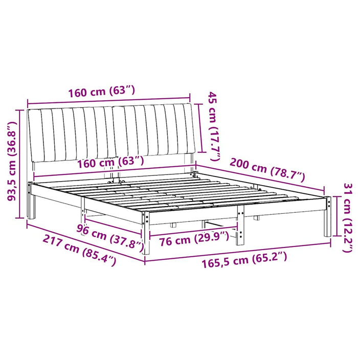 Cadru de pat cu headboard Maro 150 x 200 cm Lemn de pin masiv - WALTI WALTI