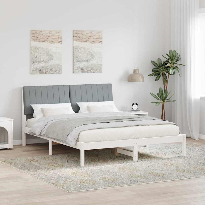 Cadru de pat cu headboard Alb 150 x 200 cm Lemn de pin masiv - WALTI WALTI