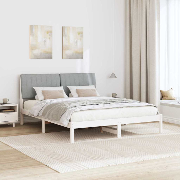 Cadru de pat cu headboard Alb 150 x 200 cm Lemn de pin masiv - WALTI WALTI