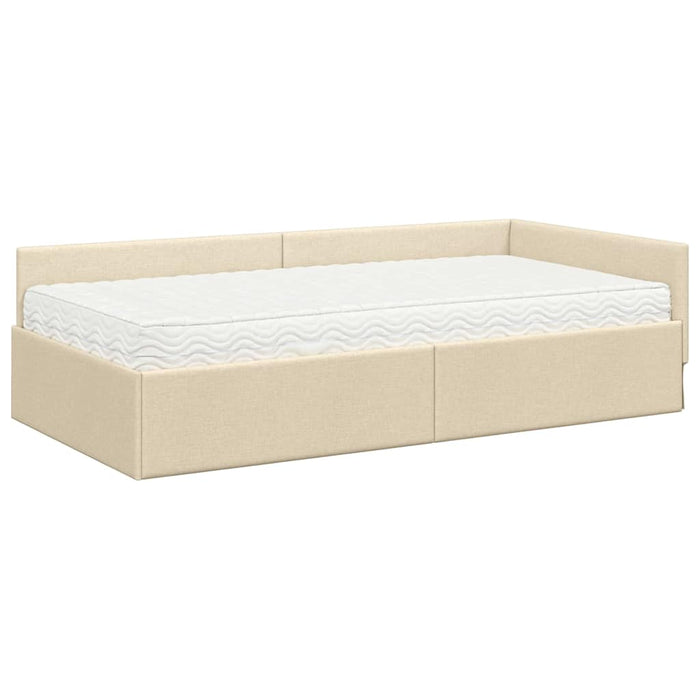 Cadru de pat colțar cu saltea Altele Manual 2 pcs Crem țesătură - WALTI WALTI