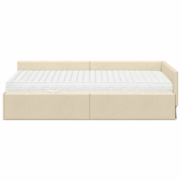 Cadru de pat colțar cu saltea Altele Manual 2 pcs Crem țesătură - WALTI WALTI