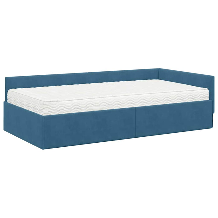 Cadru de pat colțar cu saltea Altele 2 pcs albastru Catifea - WALTI WALTI