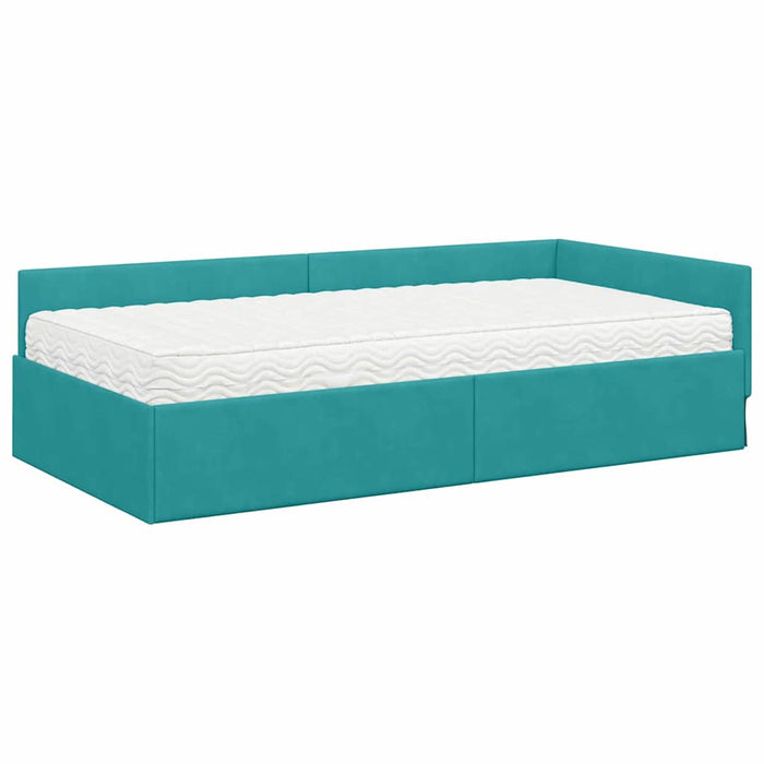 Cadru de pat colțar cu saltea Altele 2 pcs Turcoaz Catifea - WALTI WALTI
