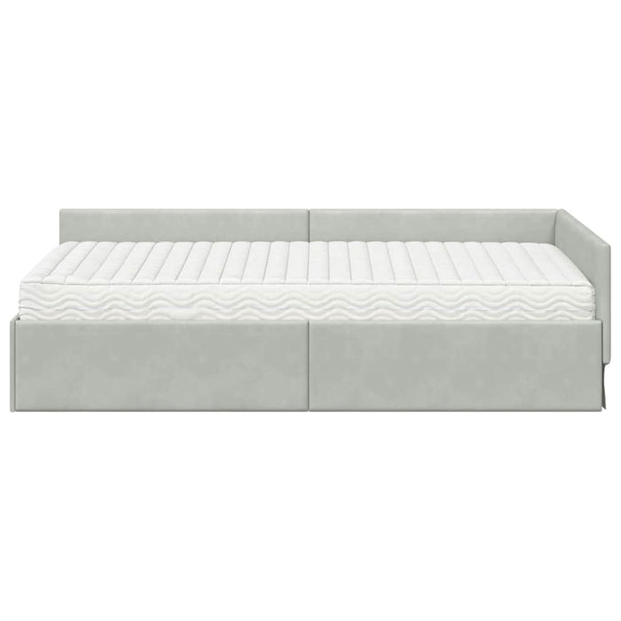 Cadru de pat colțar cu saltea Altele 2 pcs Gri deschis Catifea - WALTI WALTI