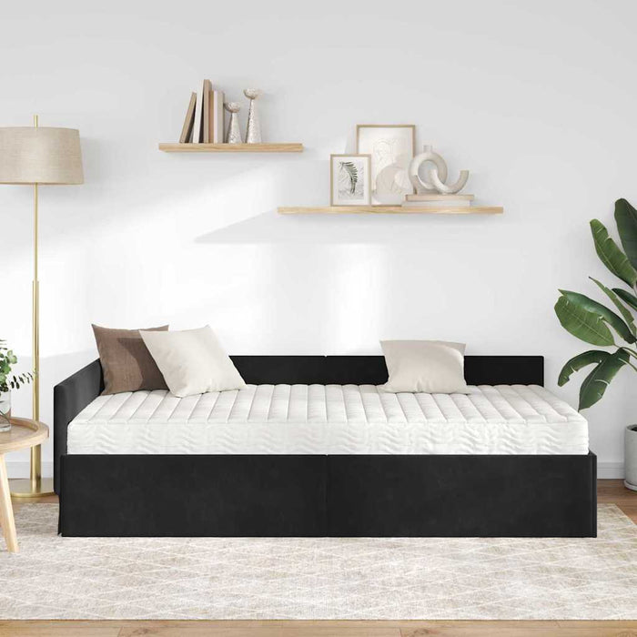Cadru de pat colțar cu saltea Altele Manual 2 pcs Negru Catifea - WALTI WALTI