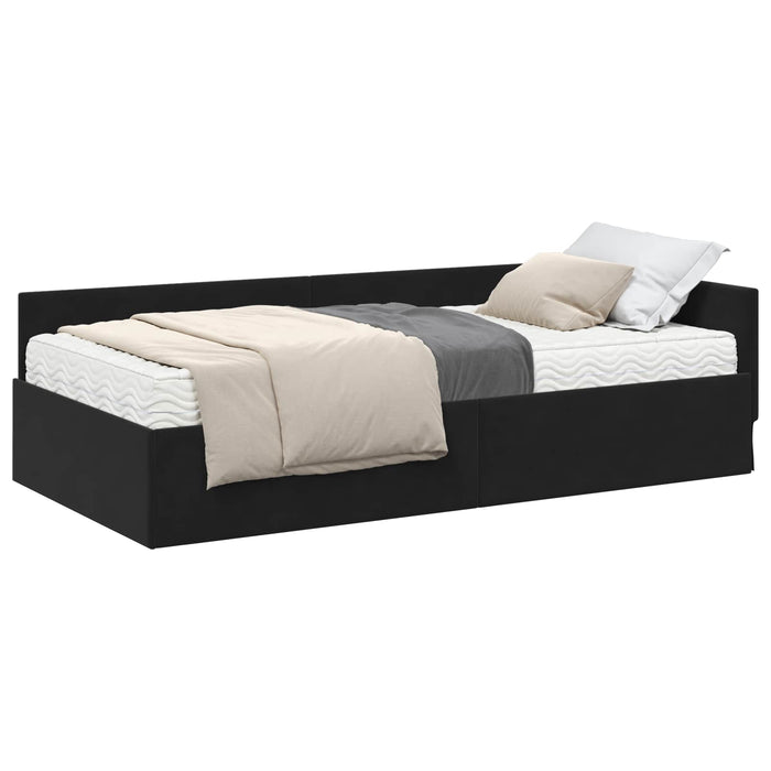 Cadru de pat colțar cu saltea Altele Manual 2 pcs Negru Catifea - WALTI WALTI
