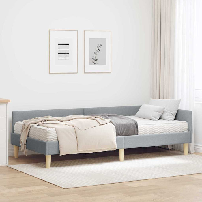 Cadru de pat colțar cu saltea 2 pcs Gri deschis țesătură - WALTI WALTI