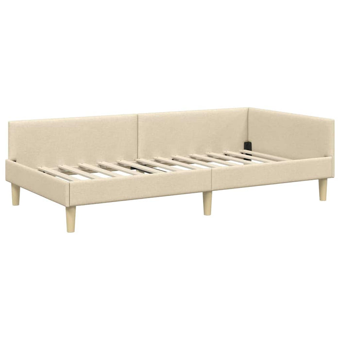 Cadru de pat colțar cu saltea cu saltea 2 pcs Crem țesătură - WALTI WALTI