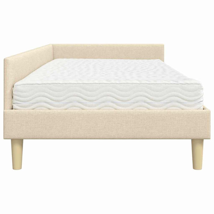 Cadru de pat colțar cu saltea cu saltea 2 pcs Crem țesătură - WALTI WALTI