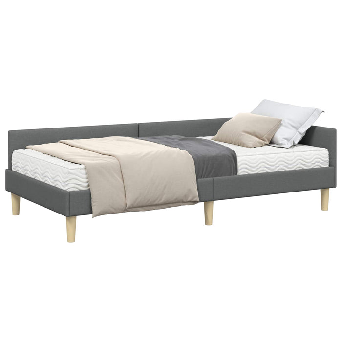 Cadru de pat colțar cu saltea cu saltea 2 pcs Gri țesătură - WALTI WALTI