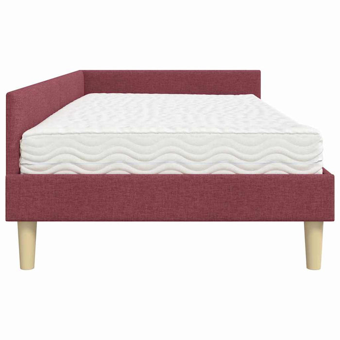 Cadru de pat colțar cu saltea cu saltea 2 pcs Gri țesătură - WALTI WALTI