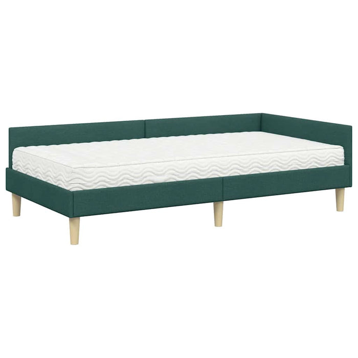 Cadru de pat colțar cu saltea cu saltea 2 pcs Verde țesătură - WALTI WALTI
