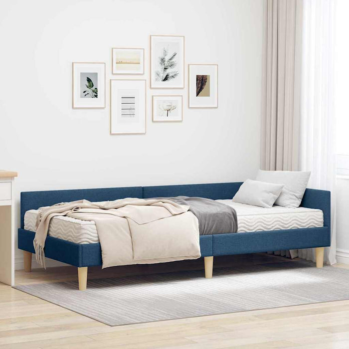 Cadru de pat colțar cu saltea cu saltea 2 pcs albastru țesătură - WALTI WALTI