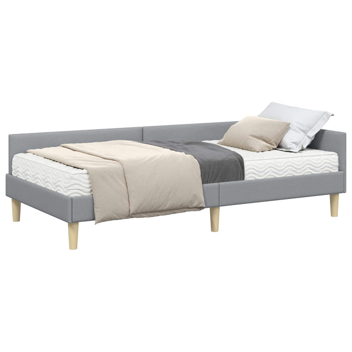 Cadru de pat colțar cu saltea 2 pcs Gri deschis țesătură - WALTI WALTI