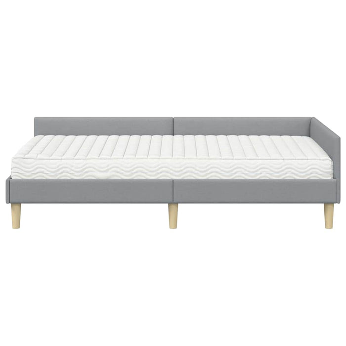 Cadru de pat colțar cu saltea 2 pcs Gri deschis țesătură - WALTI WALTI