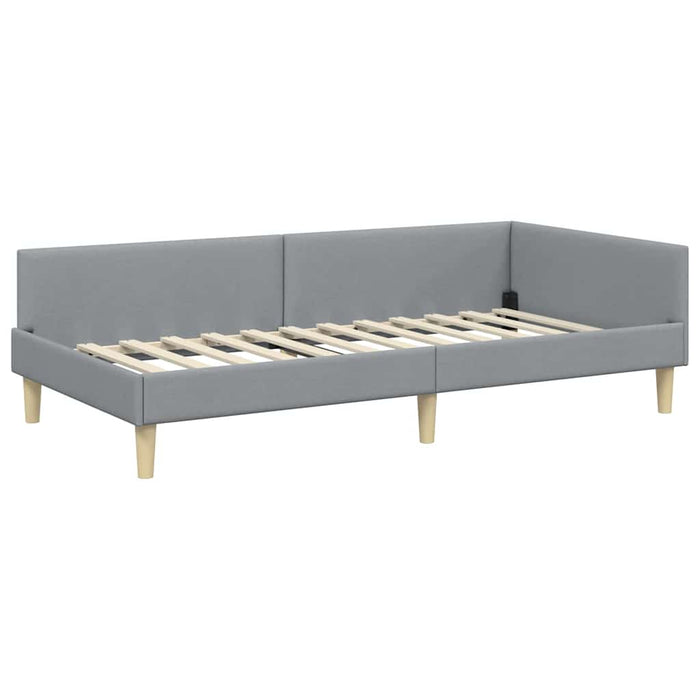 Cadru de pat colțar cu saltea 2 pcs Gri deschis țesătură - WALTI WALTI